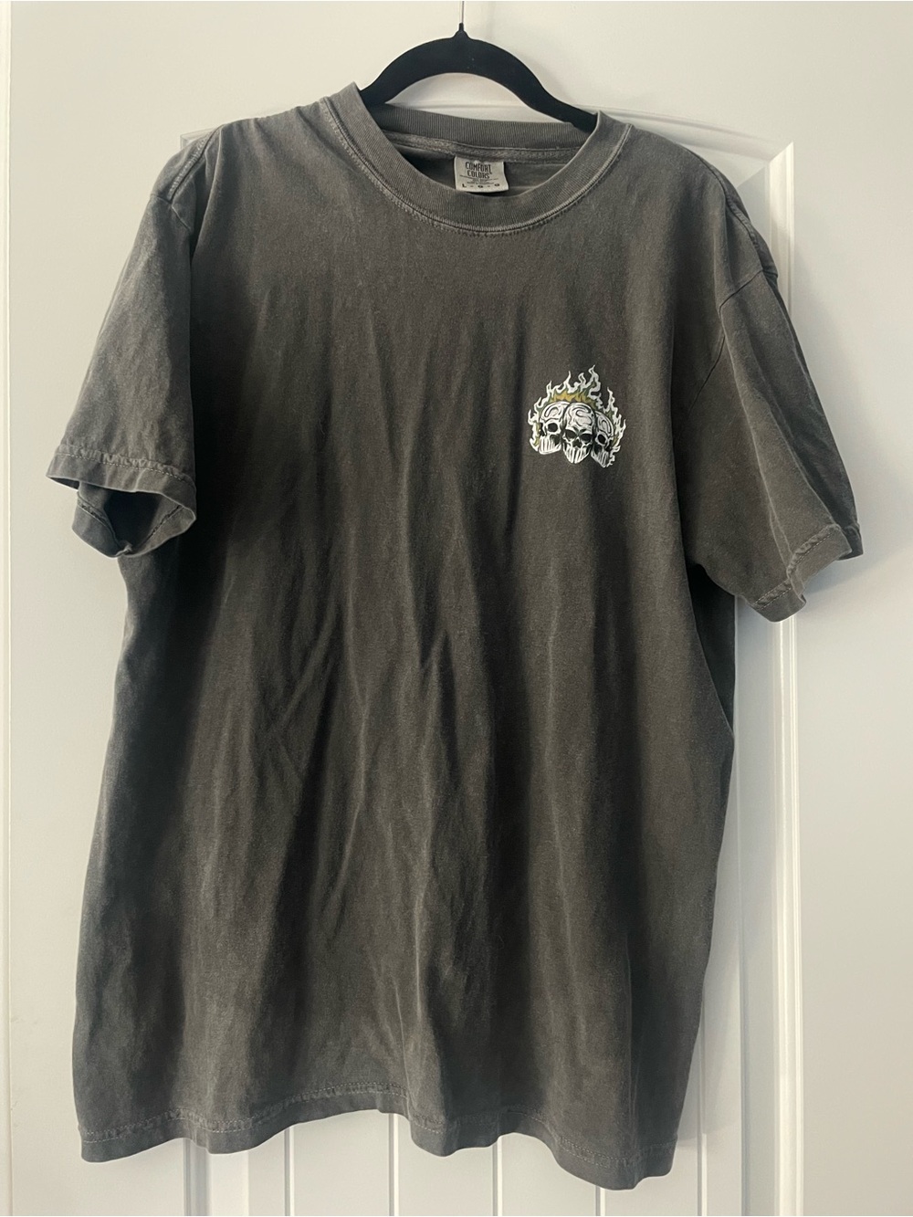 Charcoal Skull Flame Short Sleeve Tee